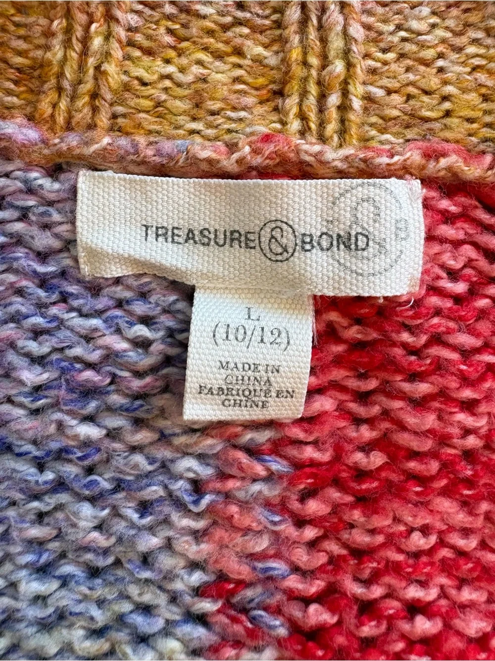 Nordstrom Treasure & Bond Multicolor  Patchwork Cardigan Sweater -Girls Large